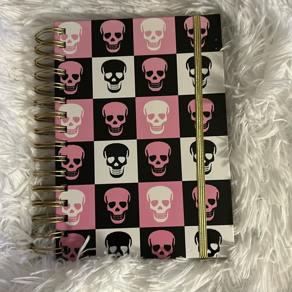Betsy Johnson pink and black skeleton note pad